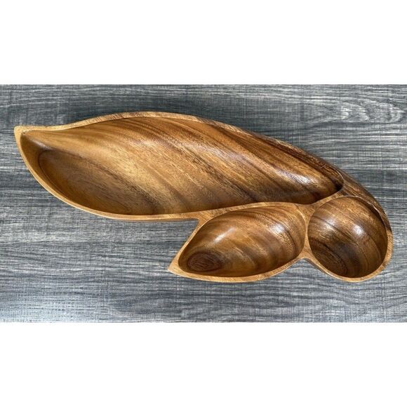 Vtg MCM Ali Woods Hawaiian Monkey Pod Wood Carved Serving Bowl HandCrafted Bowl - Picture 1 of 7